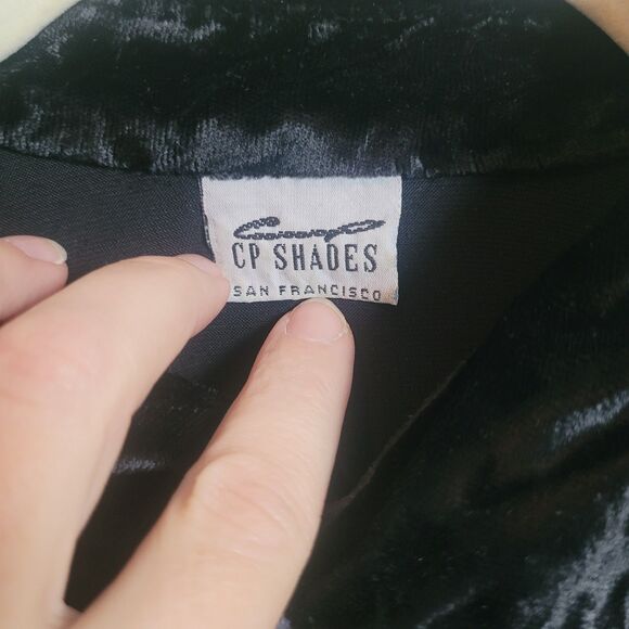 CP Shades Crushed Velvet Button Up Shirt Women's Large L Black Holiday Party - Picture 7 of 10